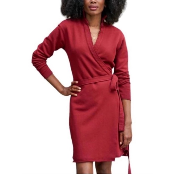 NWT FRANK & EILEEN Willa Triple Fleece Wrap Dress  Cranberry Size Small - Picture 2 of 12